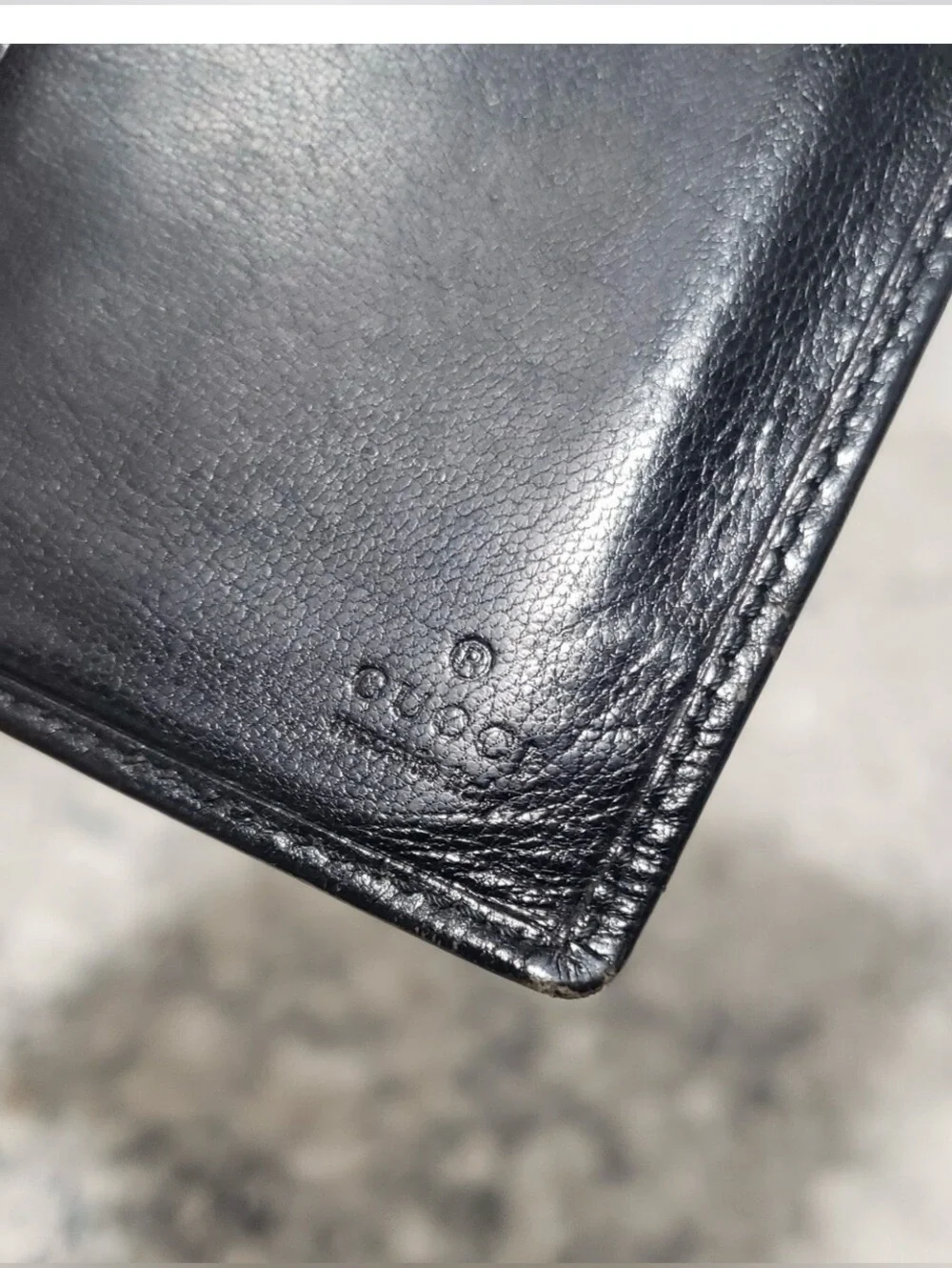 Gucci Vintage Black Long Slim Leather Bifold Wallet